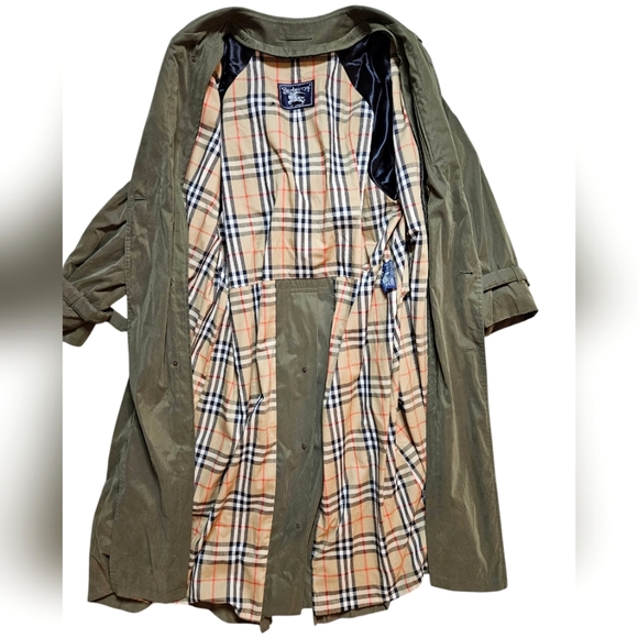 Vtg Burberry | Nova Check Olive Green Trench Coat | With liner | Brass buckles - Picture 11 of 16